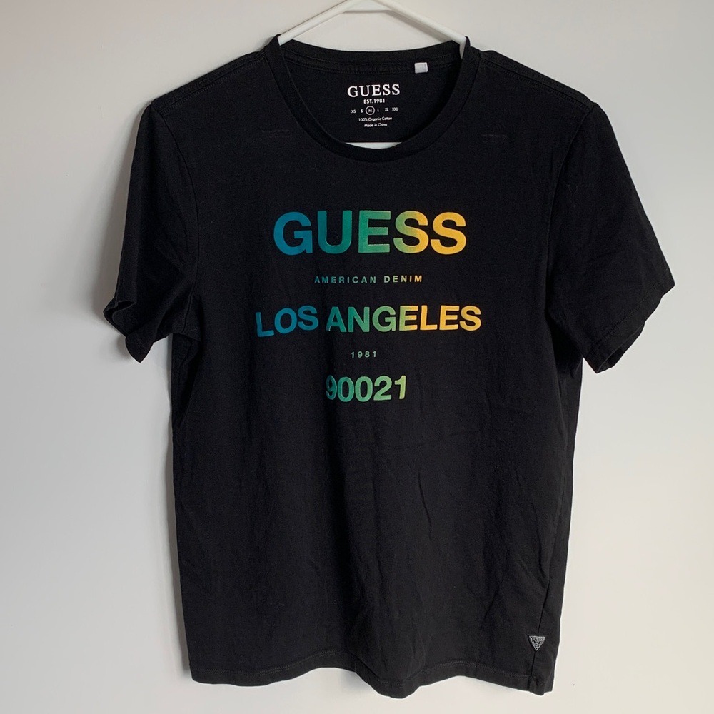 Guess Black Tee with Vibrant Graphic